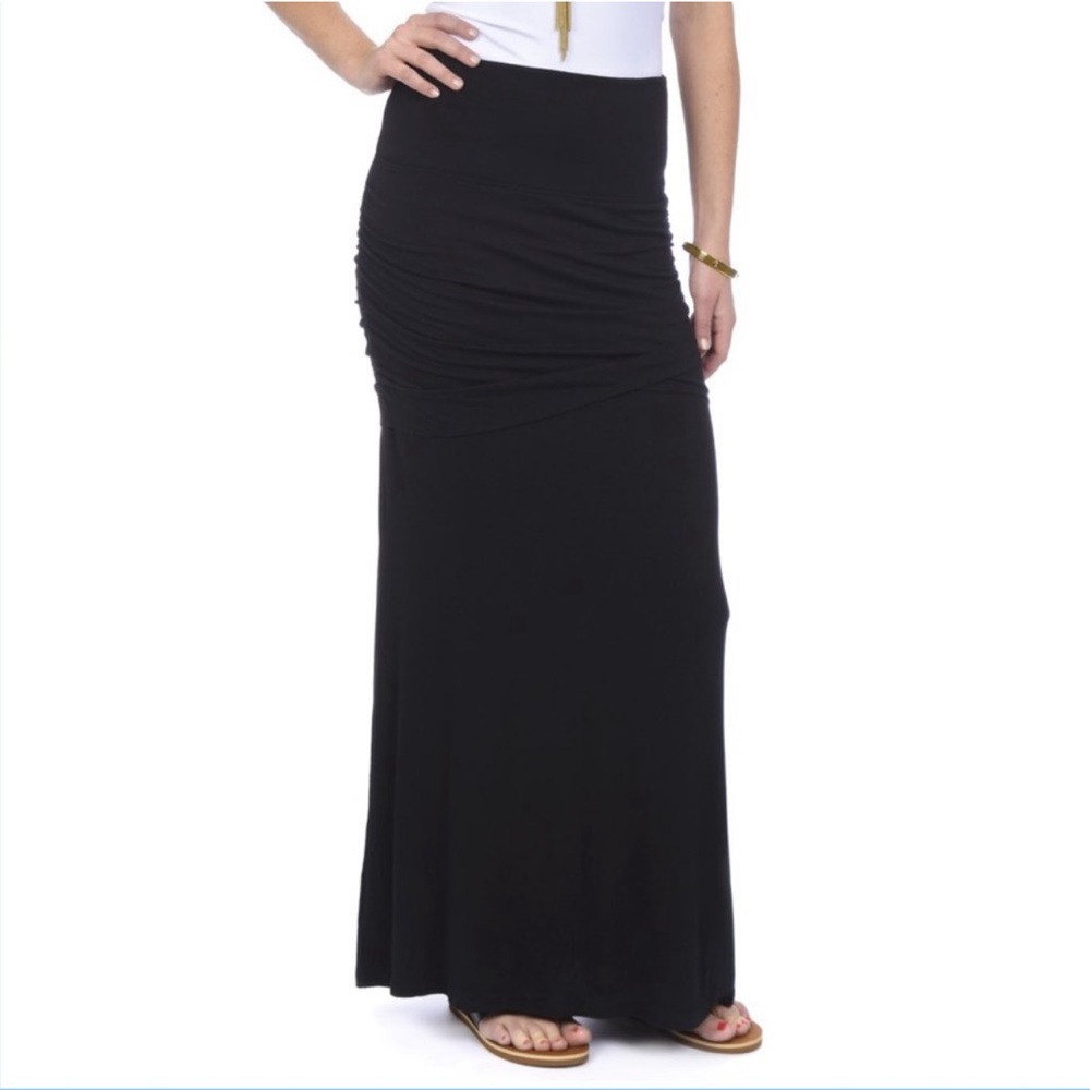 NWT NEW Lysse Ruched Maxi Skirt Black size medium